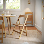Thumbnail image #2 for Flash Furniture ZH-8005-3-OAK-GG Folding Wood Dining Chair, Curved Back, Wood Seat and Back