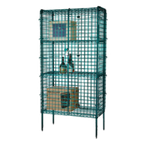 Thumbnail image #1 for 1880 Hospitality Focus Foodservice FSSEC24603GN Wire Security Cage Shelving, Stationary, Green Epoxy, 60"W x 24"D x 74"H