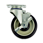 Thumbnail image #1 for New Age C455 Swivel Plate Caster with Brake, 5-Inch Polyurethane Wheel, 250-lb Capacity
