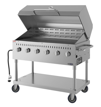 Product image #8 for 48-Inch 6-Burner Mobile Commercial Outdoor Propane Gas Grill with Roll Dome Cover