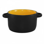 Thumbnail image #1 for International Tableware Hilo 83567-2900/05MF-05C Bistro Soup Bowl with Handles, 11 oz, Black Matte Exterior/Yellow Interior 1 Dozen