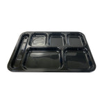 Thumbnail image #1 for Thunder Group ML801BK Melamine Tray, 14-1/2"W x 10"D x 1-1/8"H, Left-Hand 6-Compartment, Black, NSF 1 Dozen