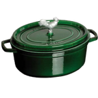 Thumbnail image #1 for Zwilling J.A. Henckels Staub® 1020383 Oval Enameled Cast Iron Dutch Oven with Cover, 5.75 qt, Basil, Induction Ready