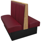 Thumbnail image #1 for Oak Street Tipton TIP-7242-DBL 72"L x 42"H Restaurant Booth, 12" Vertical Channel Back, Sculpted Springless Seat, Black Vinyl Base