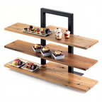 Thumbnail image #1 for Cal-Mil 1449-68 Rectangular Crushed Bamboo Frame Riser Shelf, 32"W x 11-1/2"D x 1/2"H Case of 3