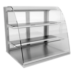 Thumbnail image #1 for RPI Industries Vienna VIDD2-27-R-CV Dry Countertop Pastry Display Case, 31-1/2" W, Full Service, Curved Glass, 2 Shelves, Stainless Steel