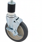 Thumbnail image #1 for AllPoints Foodservice Parts & Supplies 262395 5-Inch Swivel Stem Caster with Brake, Gray Polyurethane Wheel