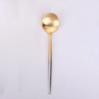 Thumbnail image #1 for Kadra Kitchenware Vikko Dine VF-TS10-VSG Demitasse Spoon, Two-Tone Brushed Silver & Gold, 18/10 Stainless Steel Case of 12