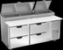 Thumbnail image #5 for Beverage-Air DPD72HC-4 Two-Section Refrigerated Deli/Pizza Prep Table with Four Drawers, 72-Inch Top, and 19-Inch Cutting Board