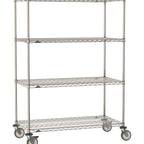 Thumbnail image #1 for Metro Super Erecta SE-2454S-68-M4 Mobile Wire Shelving Unit, 54"W x 24"D x 68"H, 900 lb. capacity per unit, 1" shelf adjustment, (4) wire shelves
