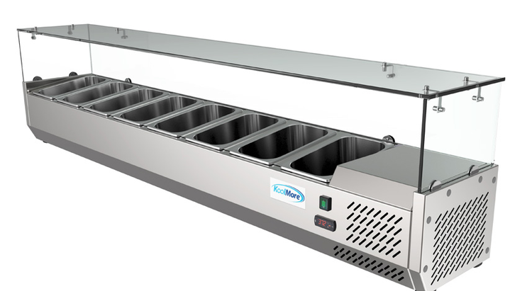 Product image #5 for KoolMore 71-Inch Refrigerated Countertop Condiment Prep Station with 8 1/3 Pan Capacity