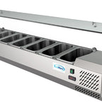 Thumbnail image #5 for Koolmore SCDC-8P-SG 71-Inch Refrigerated Countertop Condiment Prep Station, 8 1/3-Size Pans, Stainless Steel