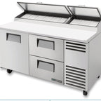 Thumbnail image #9 for True Mfg. - General Foodservice TPP-AT-67D-2-HC 67-Inch Stainless Steel Pizza Prep Table with 1 Door, 2 Drawers and 9-Pan Rail