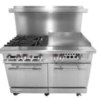Thumbnail image #1 for Connerton CN48-8-2OV 48-Inch Gas Restaurant Range with 8 Open Burners, 2 Standard Ovens, Stainless Steel Front & Sides, Hi-Shelf