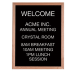 Thumbnail image #1 for AARCO Products AOFD3024L Wall-Mounted Message Center Board, 24"W x 30"H, Open Face, Black Felt, Oak Frame, Helvetica Letters