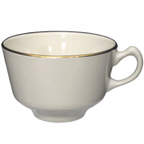 Thumbnail image #1 for International Tableware Florentine FL-1 7 oz Ceramic Coffee Cup with Handle, American White with Gold Band Case of 3 Dozen