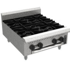 Thumbnail image #1 for Venancio USA Prime PHP24G-CT Gas Countertop Hotplate, 4 Burners, Cast-Iron Grates, Stainless Steel Front & Sides, Adjustable Legs