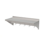 Thumbnail image #1 for ATSMFG MET MET-WSP-1536 ATS MFG Wall-Mounted Stainless Steel Shelf with Pot Rack, 36"W x 15"D, 18 Gauge, 6 Double Hooks