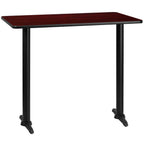 Thumbnail image #1 for Flash Furniture XU-MAHTB-3048-T0522B-GG Rectangular Bar-Height Pedestal Table, 48"W x 30"D x 43-1/8"H, Mahogany Laminate, Black PVC Edge