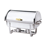 Thumbnail image #1 for Browne USA Foodservice 575135 Full-Size Rectangular Stainless Steel Chafer, 9 qt, Roll-Top Lid, Canned Heat
