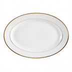 Thumbnail image #1 for CAC China Golden Royal GRY-13 Porcelain Oval Platter, 12" x 8-5/8", Gold Band/Super White 1 Dozen