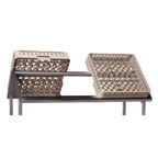 Thumbnail image #1 for Tarrison Products Ltd. TA-DSDR42 Double-Sided Tubular Stainless Steel Dish Table Sorting Rack, Table-Mounted, 42"W, with Front Rail & Drain Tube