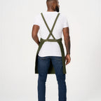 Thumbnail image #2 for Chef Works ABS04-MIL-0 Canvas Bib Apron, Military Green, Detachable Straps, Two Hip Pockets, Hidden Pen Pocket