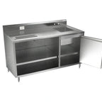 Thumbnail image #1 for NBR Equipment BEV-7230R Stainless Steel Enclosed-Base Beverage Table, 72"W x 30"D x 40-1/4"H, Right Sink, Splash-Mount Faucet, Urn Trough