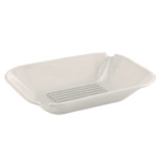 Thumbnail image #1 for Alegacy Foodservice Products 498FW Plastic Prep Tray, White, 9-1/2 x 7-3/16 x 1-5/8 in, Grooved with Spouts Case of 24