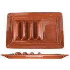 Thumbnail image #1 for International Tableware TACO14-R Ceramic Rectangular Taco Plate, 14-1/8 x 9-1/8 in, Rolled Edge, Multi-Compartment, Crimson Red