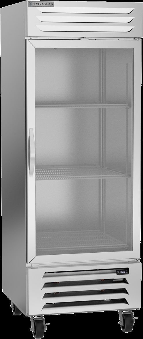 Product image #5 for Beverage-Air Vista® Series One-Section Reach-In Refrigerator with Glass Door, 25.97 Cu. Ft., Bottom-Mounted Self-Contained