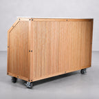 Thumbnail image #1 for Krowne OBMB-66-B 70" Mobile Bar with Solid White Oak Exterior, Stainless Steel Interior, and Modular Inserts