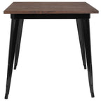 Thumbnail image #2 for Flash Furniture CH-51040-29M1-BK-GG Square Dining Table, 31-1/2"W x 31-1/2"D x 30-1/2"H, Walnut Elm Wood Top, Black Steel Frame