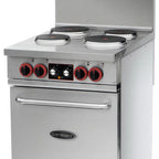 Thumbnail image #1 for Serv-Ware SWER-24 24" Electric Range with 4 Hotplates, Stainless Steel Front, Back Riser & High Shelf