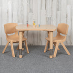Thumbnail image #2 for Flash Furniture Emmy YU-YCY-098-0032-RECT-TBL-NAT-GG Preschool Rectangular Activity Table Set, Adjustable Height, 2 Stacking Chairs