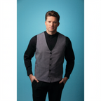 Thumbnail image #2 for Chef Works Bridge VNN02-LTG-L Men's Light Gray V-Neck Vest, Half-Lined, Poly/Cotton, Large