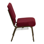 Thumbnail image #2 for Flash Furniture Hercules FD-CH0221-4-GV-3169-BAS-GG Extra Wide Stacking Church Chair, Burgundy Fabric, 800 lb Capacity