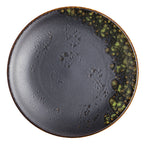 Thumbnail image #1 for Vertex China London Moonstone LMJ-C16 10" Round Coupe-Rim Porcelain Plate, Hand-Painted Matte Black/Jade Reactive Glaze Case of 2 Dozen