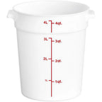 Thumbnail image #1 for Libertyware RFC4-W 4-Quart Round Food Storage Container, White, NSF Case of 24