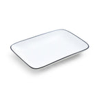 Thumbnail image #2 for Mikasa Hospitality Bistro 5260390 Rectangular Porcelain Coupe Plate, 12 x 7-1/10 in, White with Black Band Case of 12