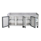 Thumbnail image #2 for Koolmore KM-RPPS-3D79-GRT Pizza Prep Refrigerator, 79.3 in W, 20 cu. ft., 3 Doors, Granite Top