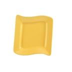 Thumbnail image #1 for CAC China Soho SOH-21-Y 12-Inch Square Wavy Yellow Ceramic Plate 1 Dozen