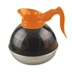 Thumbnail image #1 for Alegacy Foodservice Products 50982D Decaf Coffee Decanter, 2 qt, Plastic with Stainless Steel Base, Orange Handle