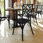Thumbnail image #2 for Flash Furniture ZH-8100-5-BLK-GG Solid Wood Stackable Dining Chair, Crisscross Back, Black Finish