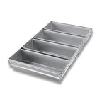 Thumbnail image #1 for Chicago Metallic Bakeware 44945 4-Pan Strapped Pullman Bread Pan Set, Coated Aluminized Steel Case of 6