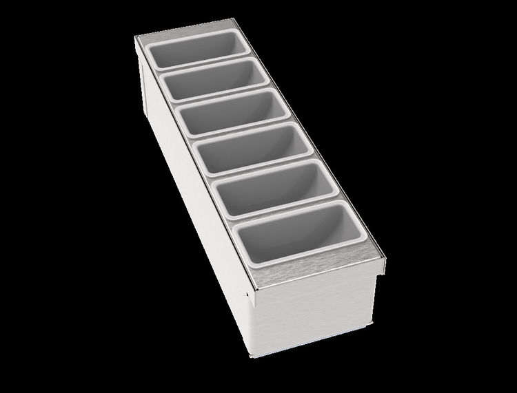 Product image #3 for MoveWell 6-Compartment Modular Garnish Rack Insert, 6" W x 21" D x 6" H
