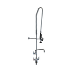Thumbnail image #1 for NBR Equipment P2D1S6-PU Deck-Mount Heavy-Duty Pre-Rinse Add-On Faucet, 18-Inch Riser, 44-Inch Stainless Steel Hose, 6-Inch Swing Spout