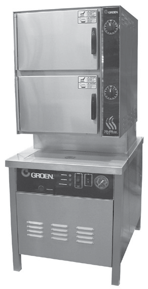 Product image #5 for Groen HyPlus 2-Compartment 6-Pan Direct Steam Pressureless Steamer with 24-Inch Cabinet Base