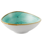 Thumbnail image #1 for CAC China Tucson TUS-TB5-TQS 6 oz Triangular Porcelain Bowl, Turquoise Reactive Glaze Case of 3 Dozen