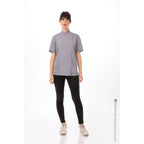 Thumbnail image #1 for Chef Works Springfield BCWSZ006-GRY-3XL Women's Gray Poly/Cotton Short-Sleeve Chef Coat, 3XL